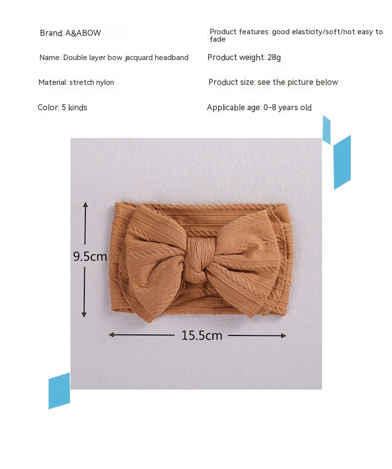 Accessoires capillaires pour enfants Jacquard Nylon Bande de cheveux Double couche Bow