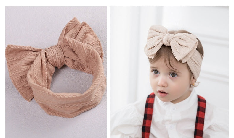 Accessoires capillaires pour enfants Jacquard Nylon Bande de cheveux Double couche Bow