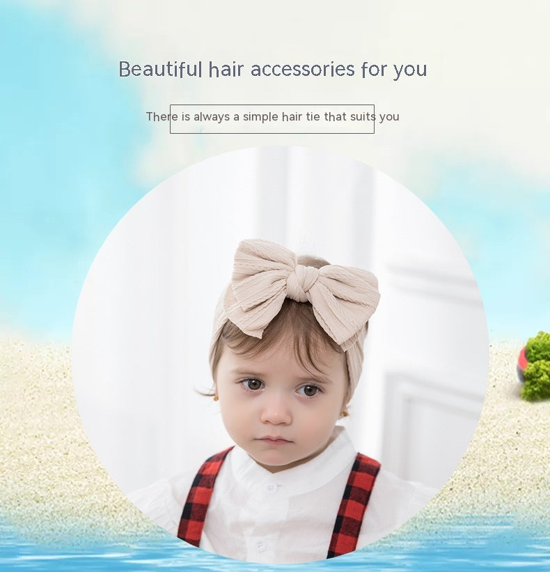 Accessoires capillaires pour enfants Jacquard Nylon Bande de cheveux Double couche Bow