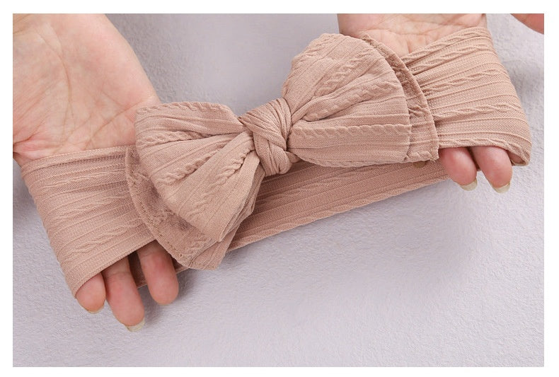 Accessoires capillaires pour enfants Jacquard Nylon Bande de cheveux Double couche Bow