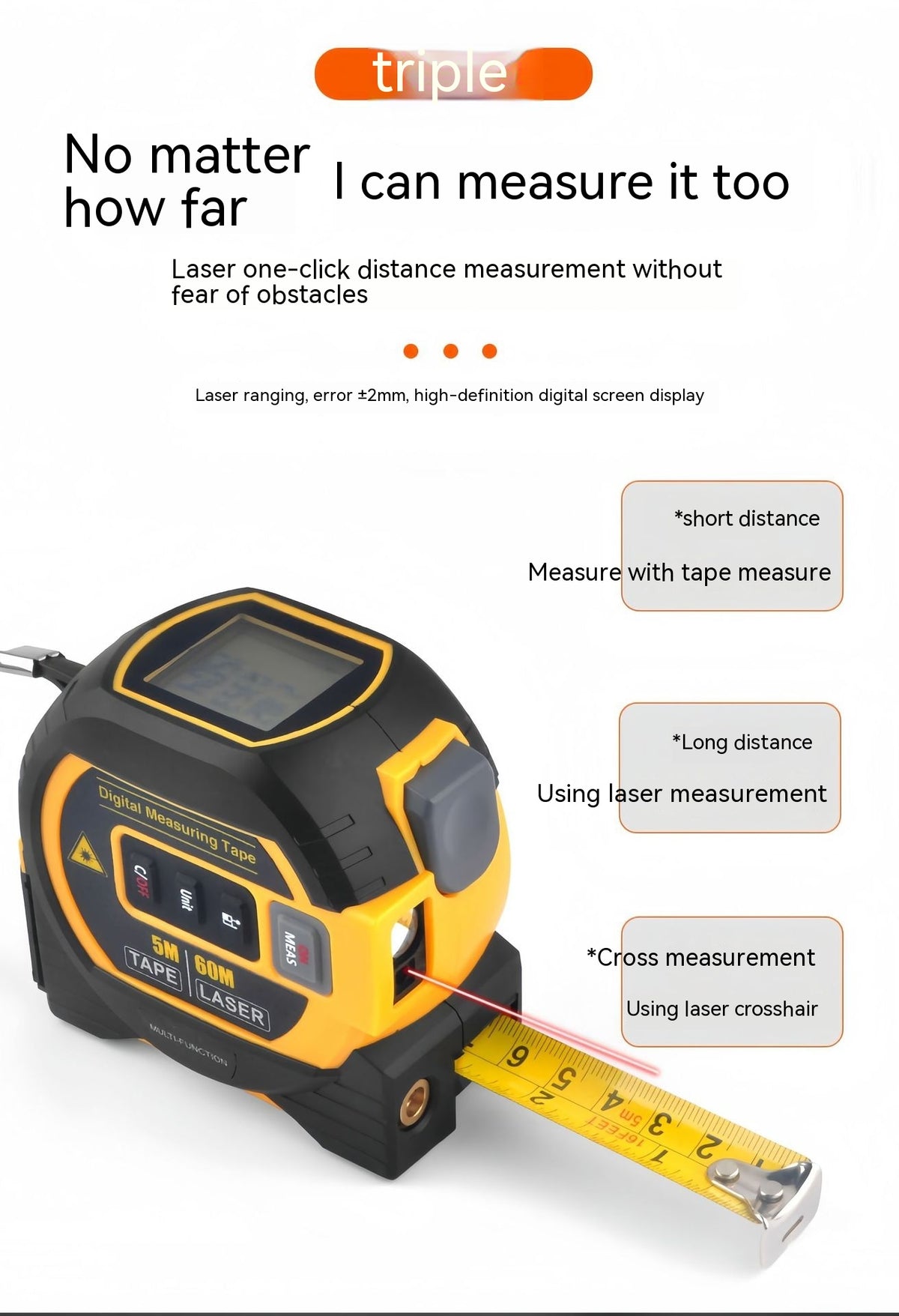 Laser Range Finder Haute précision de mesure de distance de règle infrarouge ruban laser portable Ra
