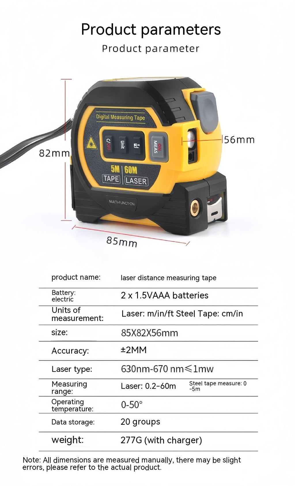 Laser Range Finder Haute précision de mesure de distance de règle infrarouge ruban laser portable Ra