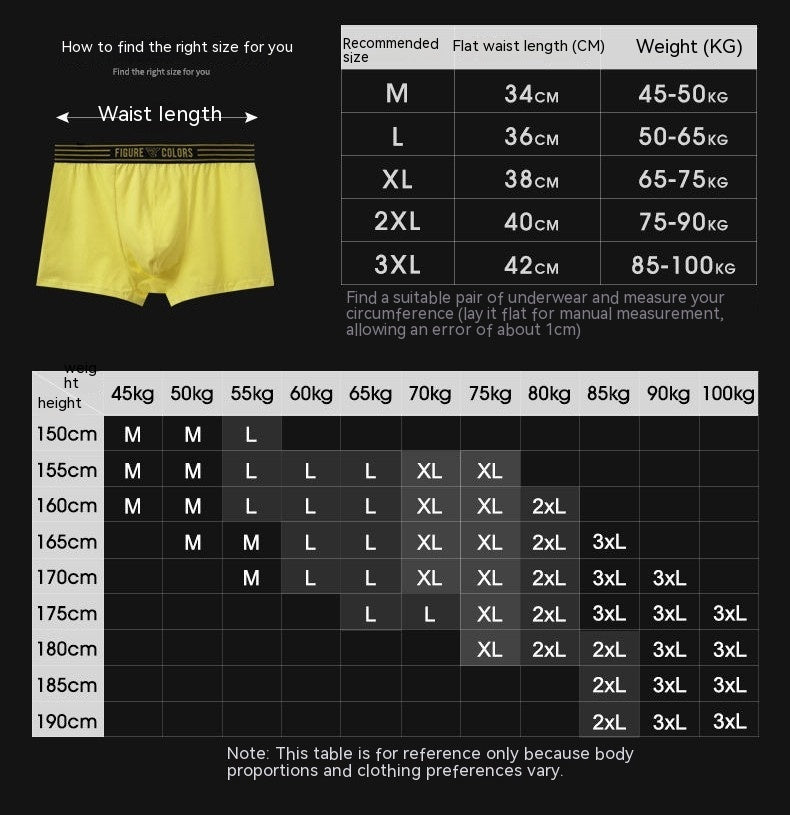 Boxers hommes coton respirant faible taille