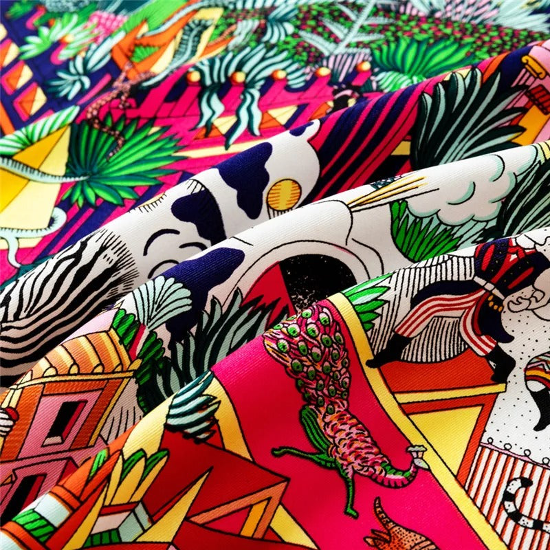 Foulard de curling fait main Femme 90cm Jungle