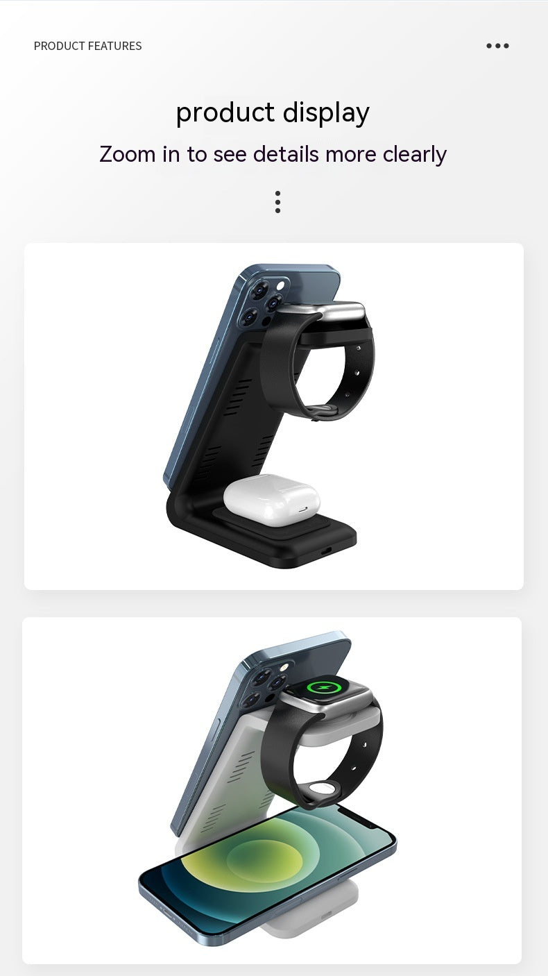 Chargeur sans fil triple-en-un charge rapide bureau vertical