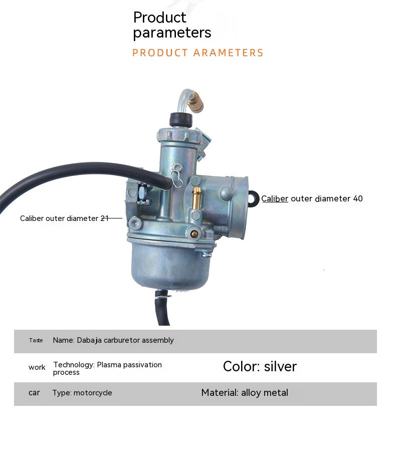 Carburateur d'assemblage de pièces de moteur de moto à cheval Type d'exportation