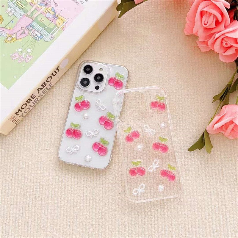 Cas téléphonique Epoxy en trois dimensions Cherry Bow