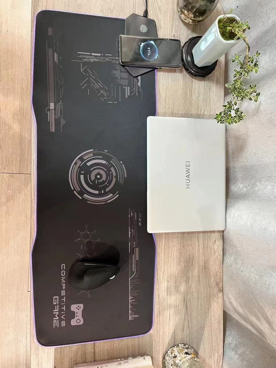 Couvercle hydrofuge Interface TYPC Électrique Lumineuse En fait Gaming Mouse Mat