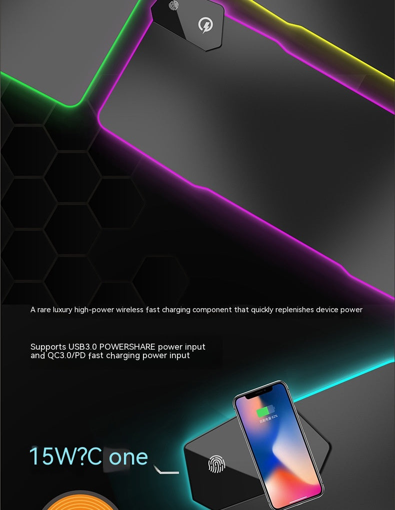 Couvercle hydrofuge Interface TYPC Électrique Lumineuse En fait Gaming Mouse Mat