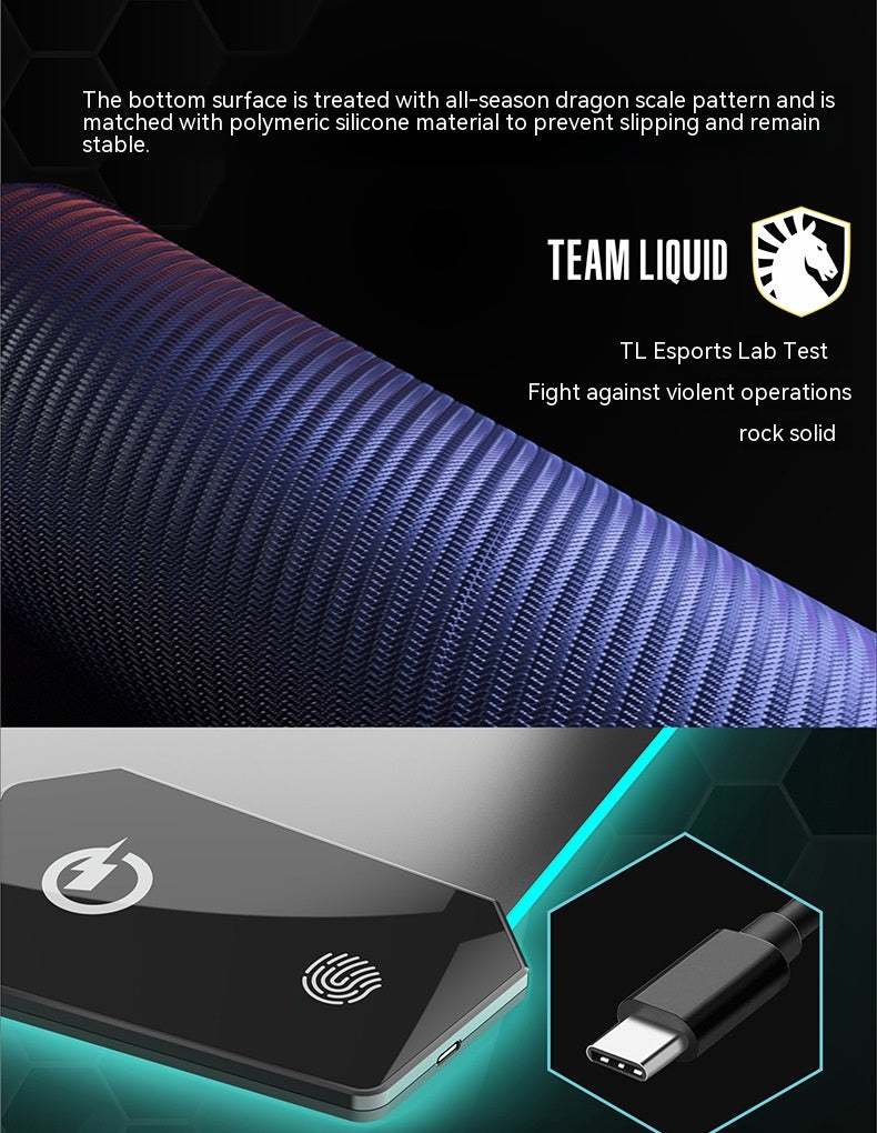 Couvercle hydrofuge Interface TYPC Électrique Lumineuse En fait Gaming Mouse Mat