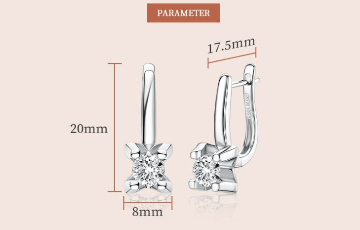 Boucles d'oreilles Moissanite S925 Argent Sterling