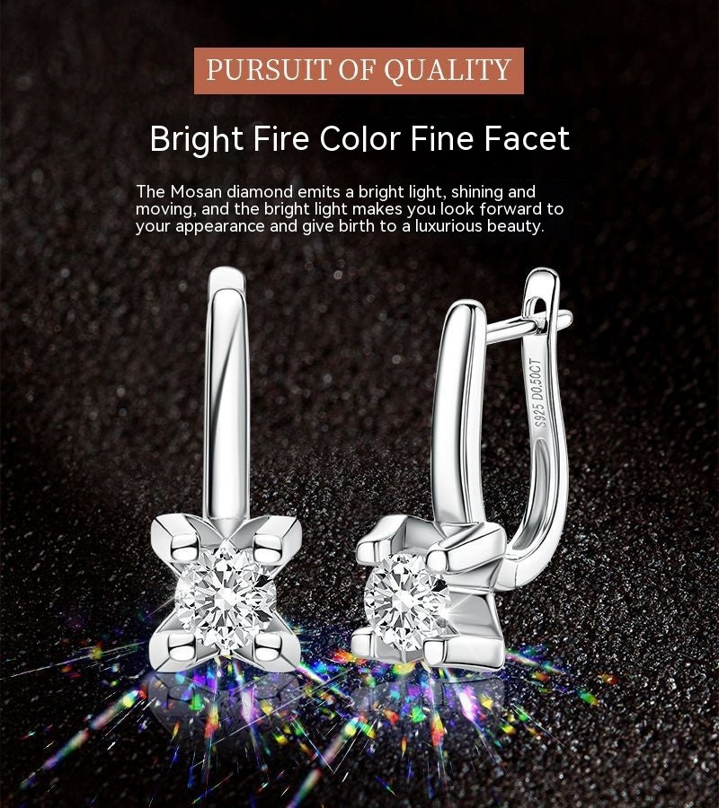 Boucles d'oreilles Moissanite S925 Argent Sterling