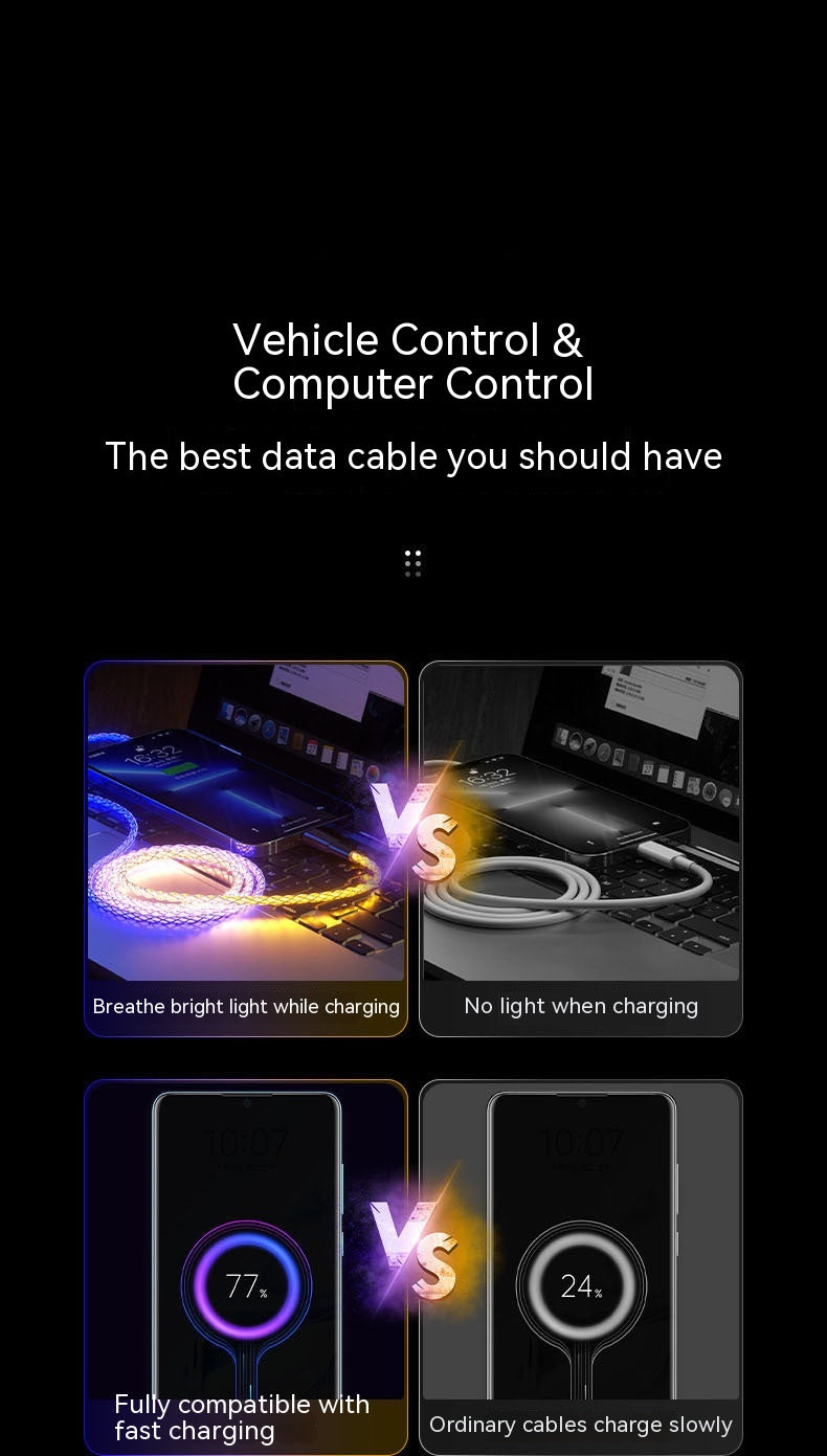 RGB Charge de câble de données couleur magique