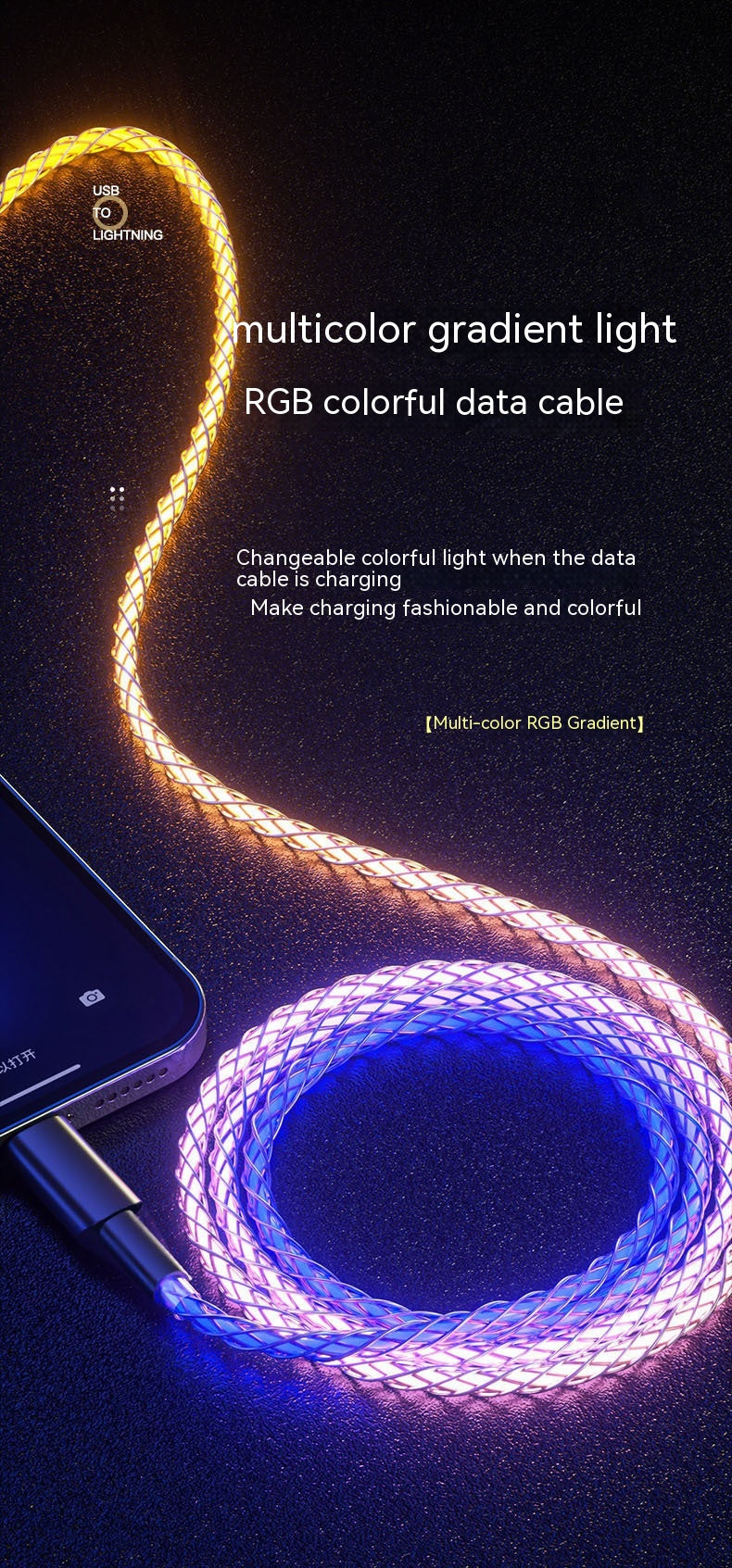 RGB Charge de câble de données couleur magique