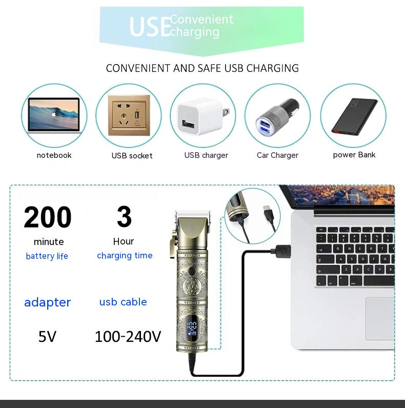 Clipper de cheveux rétro progressif pour hommes