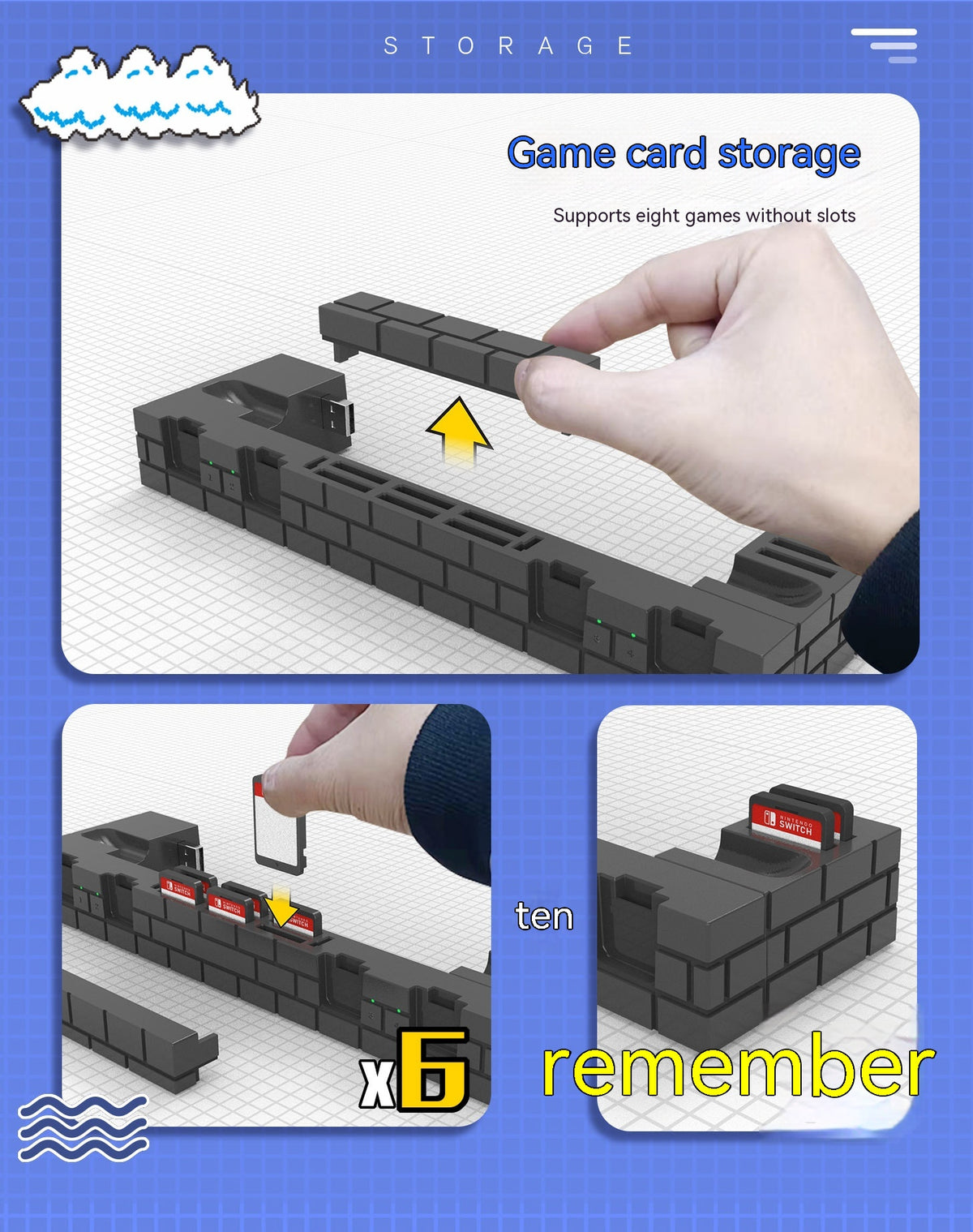 Poignée de chargement de la poignée de stockage de la carte de jeu multifonctionnelle Power Bracket