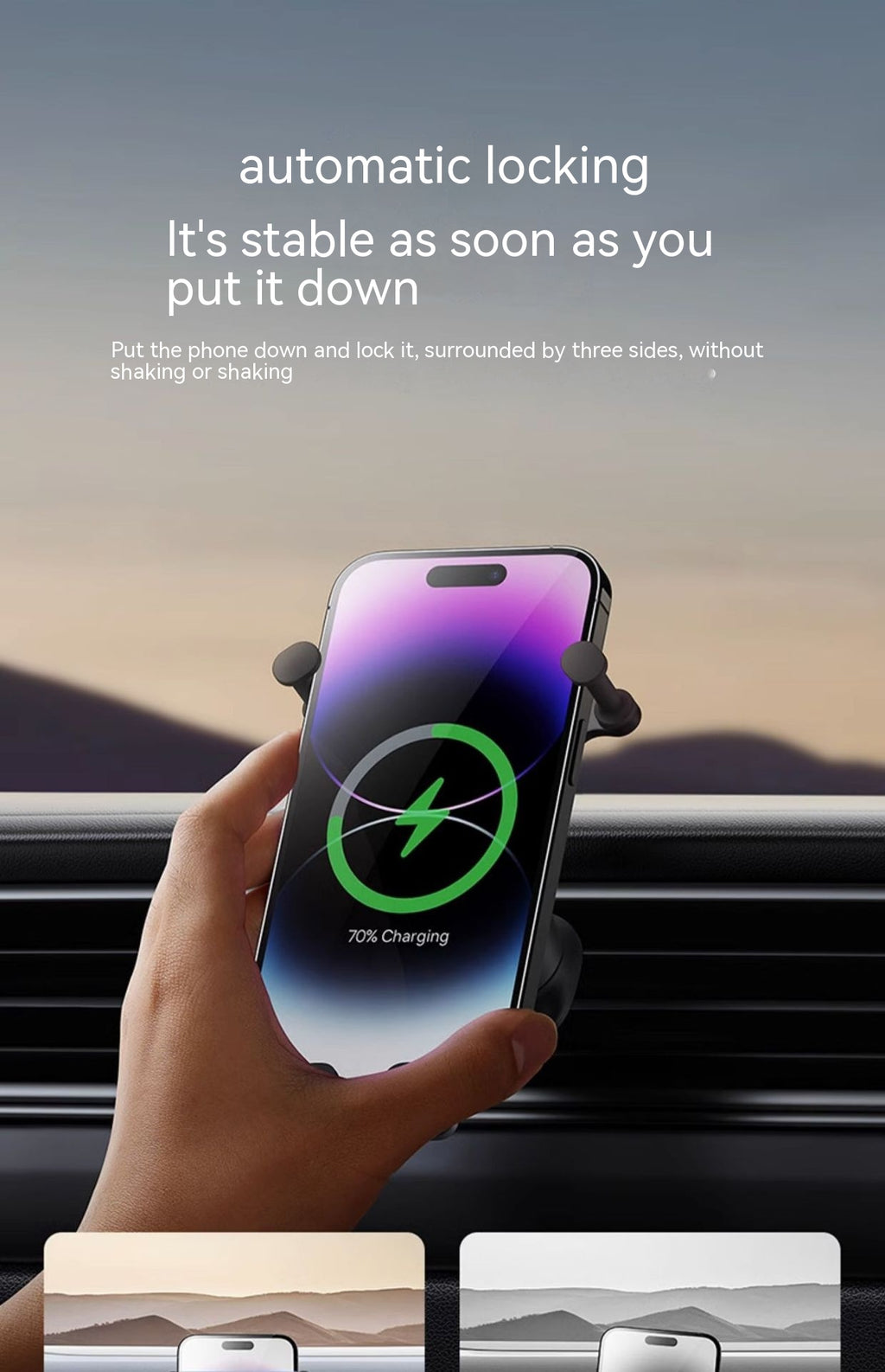 Chargeur sans fil fixe pour téléphone de voiture