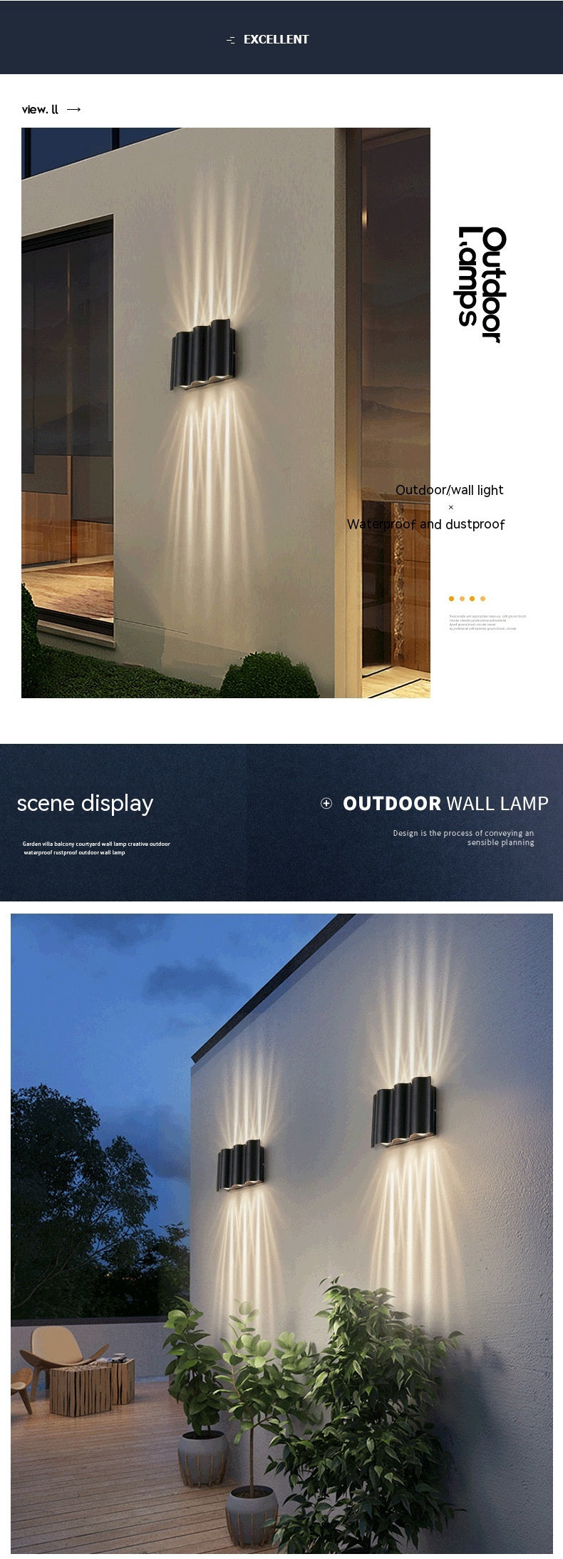 Moderne Led Outdoor Up and Down Spotlight Waterproof