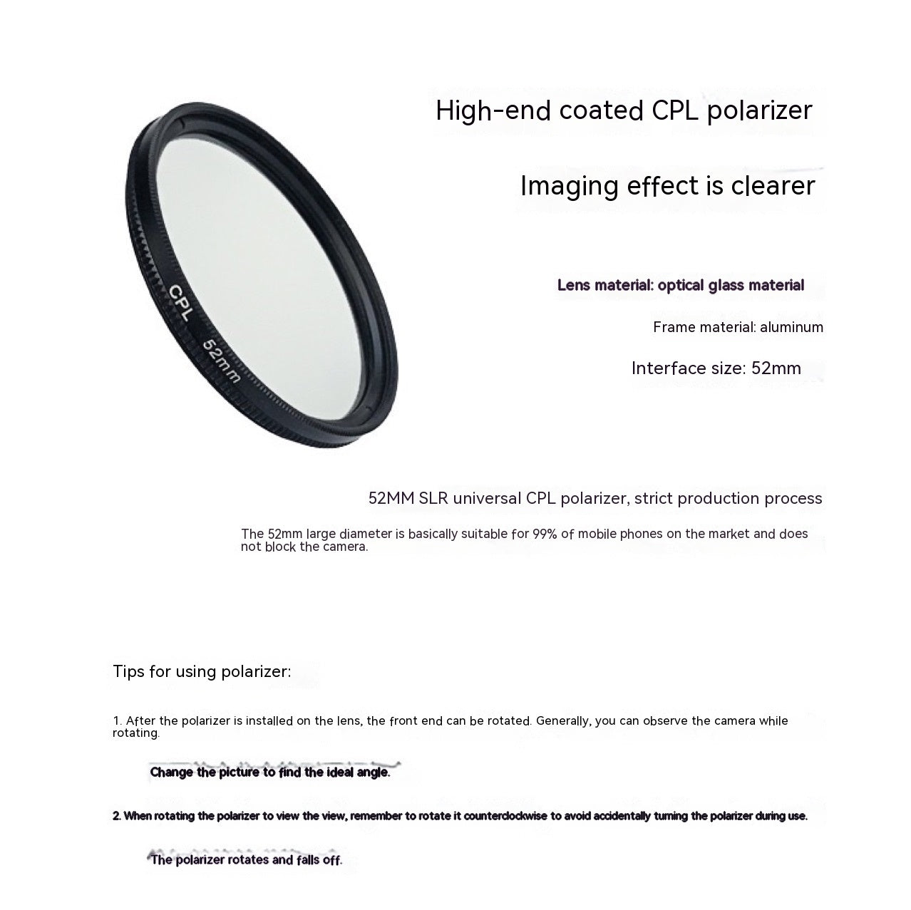 Photographie Artifact Lentille anti-colore Support téléphonique mobile