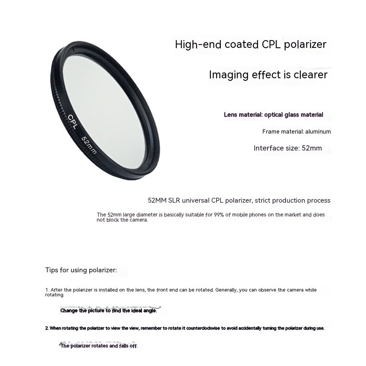 Photographie Artifact Lentille anti-colore Support téléphonique mobile