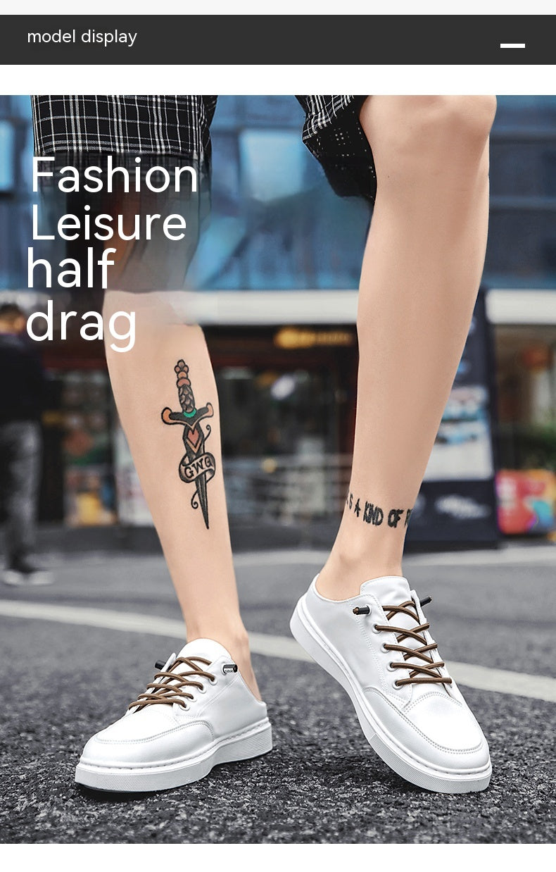 L'été des hommes porter désodorisant respirant Slip-on Lofter demi-chaussons Casual Sports Talon-fre