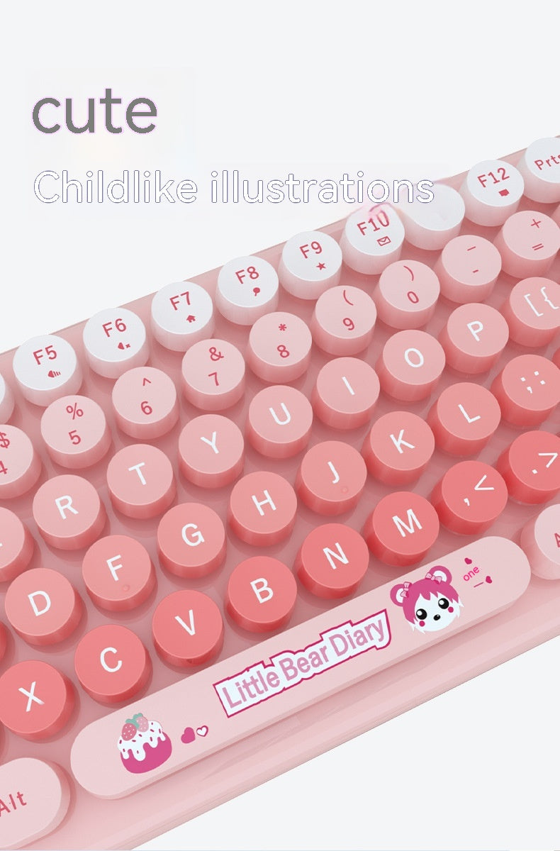 Clavier sans fil et jeu de souris Rose Mini Mignon