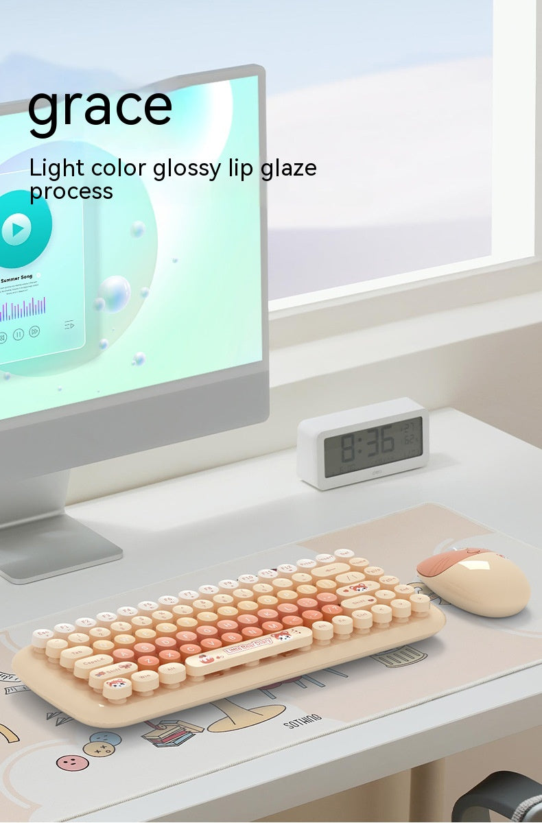 Clavier sans fil et jeu de souris Rose Mini Mignon