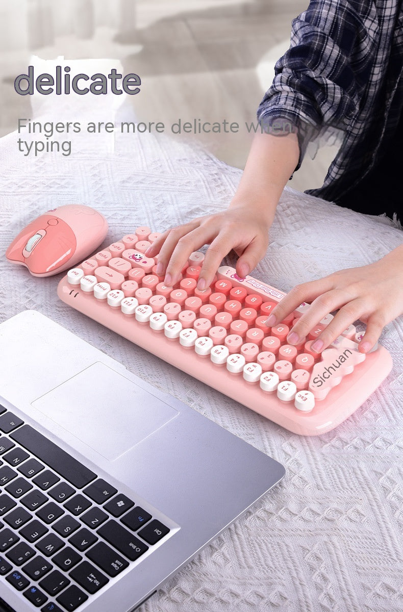 Clavier sans fil et jeu de souris Rose Mini Mignon