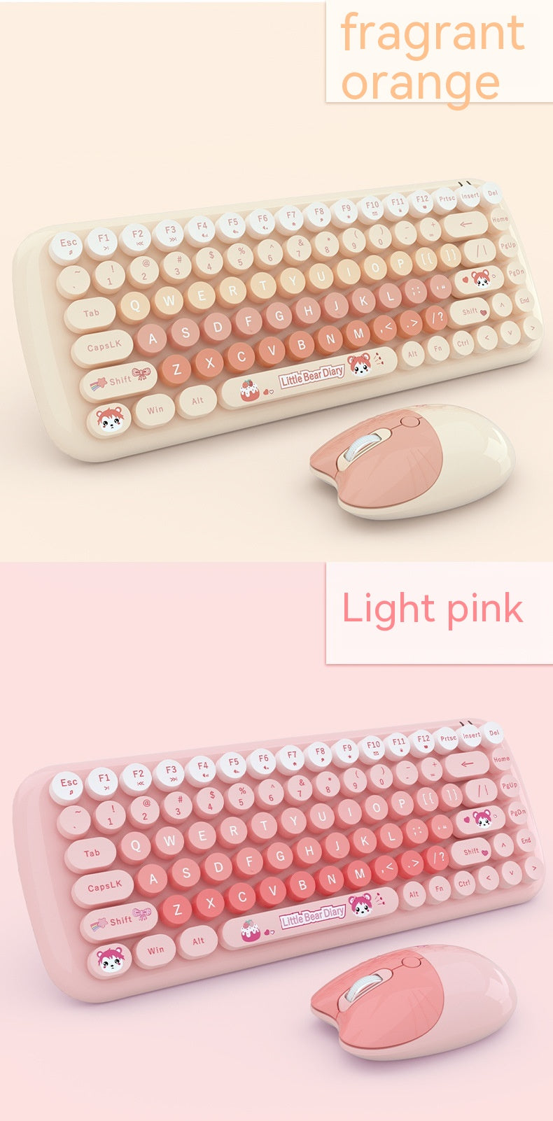 Clavier sans fil et jeu de souris Rose Mini Mignon