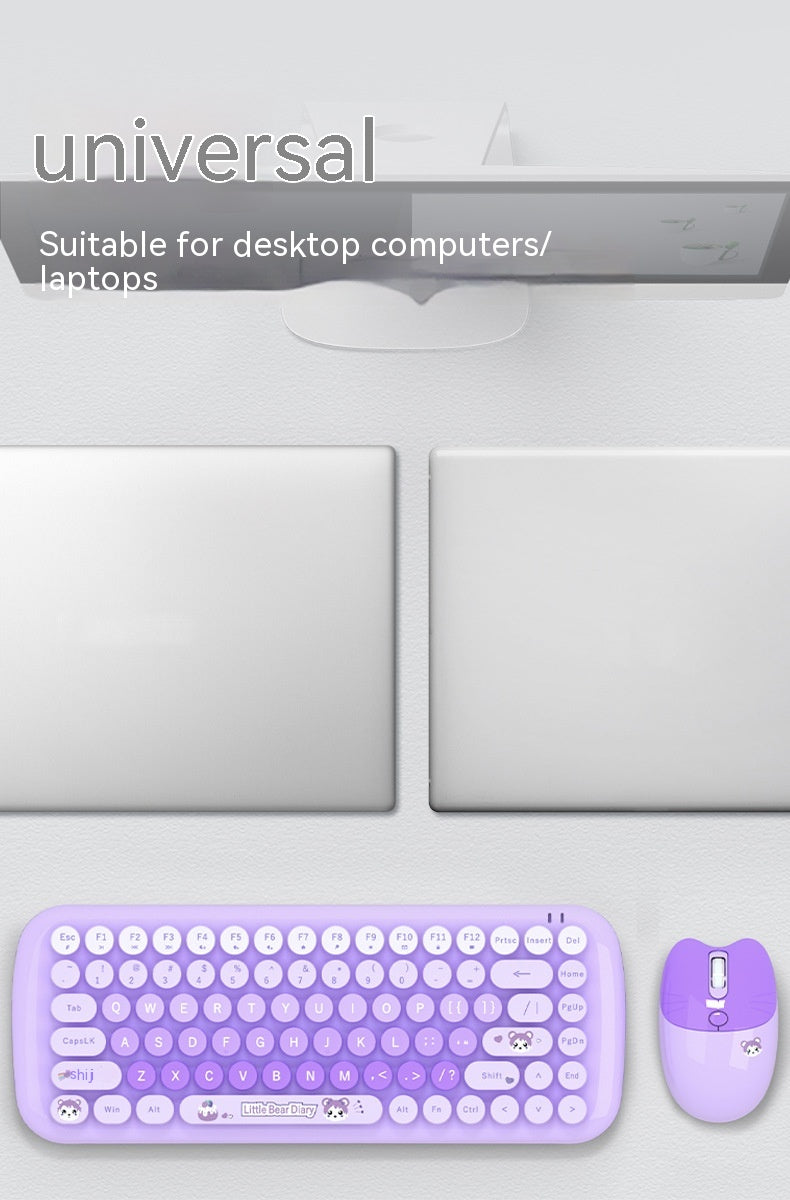 Clavier sans fil et jeu de souris Rose Mini Mignon
