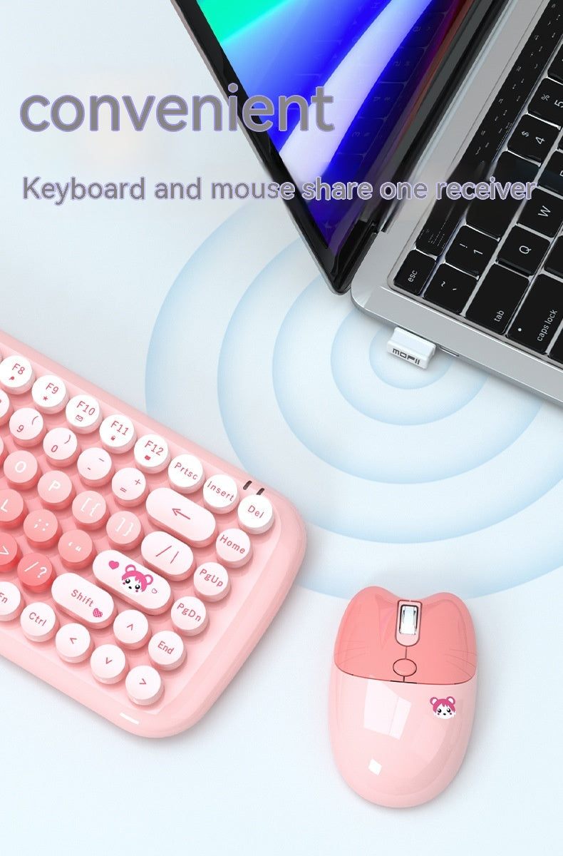 Clavier sans fil et jeu de souris Rose Mini Mignon