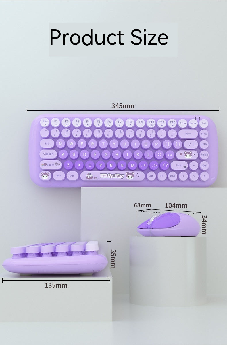 Clavier sans fil et jeu de souris Rose Mini Mignon