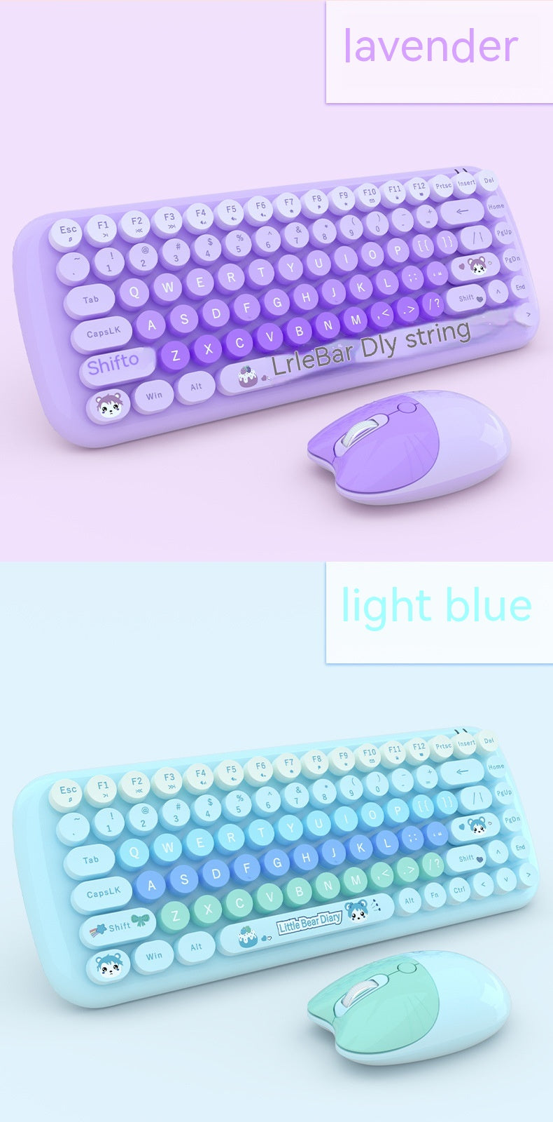 Clavier sans fil et jeu de souris Rose Mini Mignon