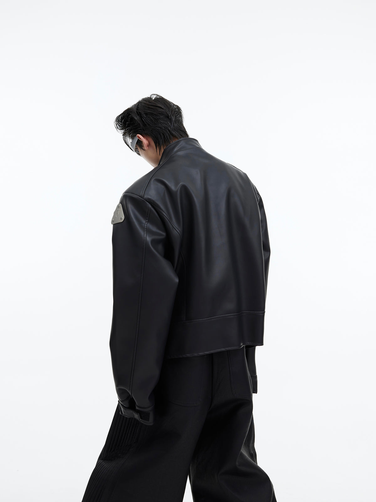 Veste en cuir métal design graphique Veste