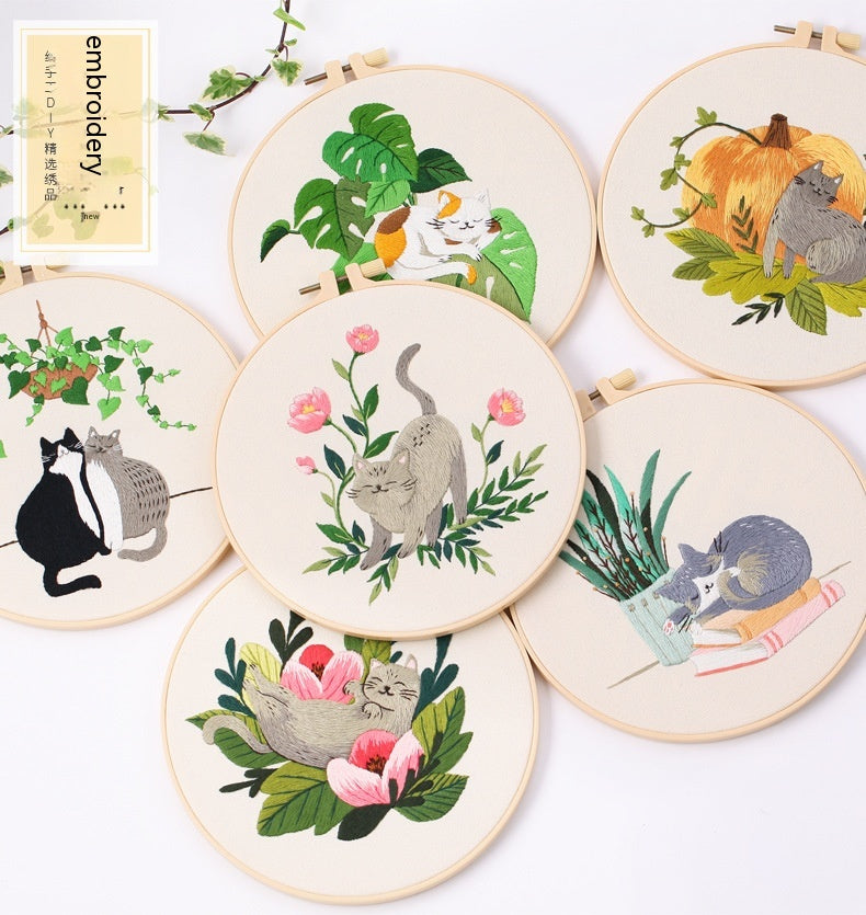 Broderie de chat Pattern Diy Matériau Package Kit
