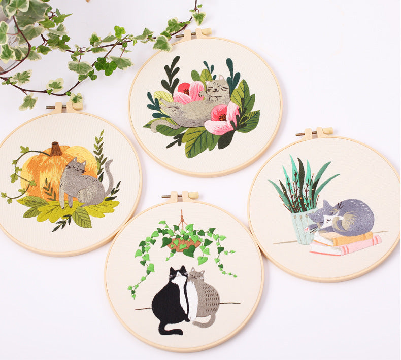 Broderie de chat Pattern Diy Matériau Package Kit