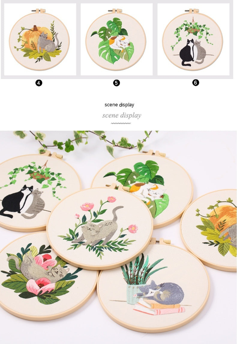 Broderie de chat Pattern Diy Matériau Package Kit
