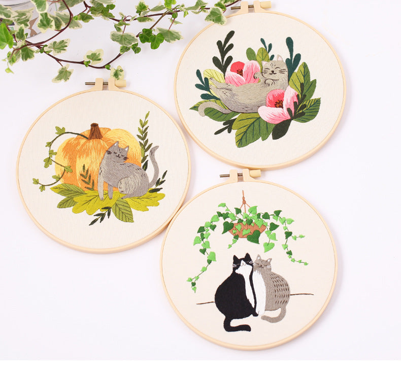 Broderie de chat Pattern Diy Matériau Package Kit