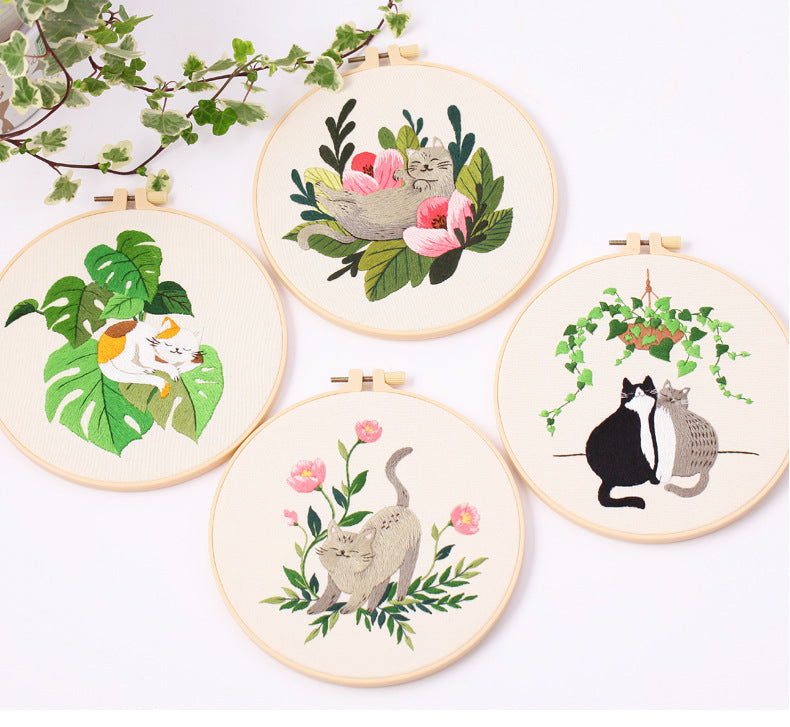 Broderie de chat Pattern Diy Matériau Package Kit