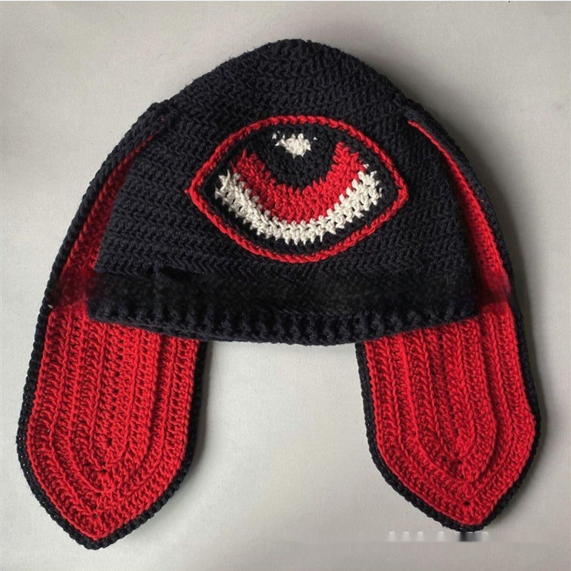Chapeau d'oreille de lapin tricoté fait main Masque exposé à un oeil Masque Horn Hat Thermique et W