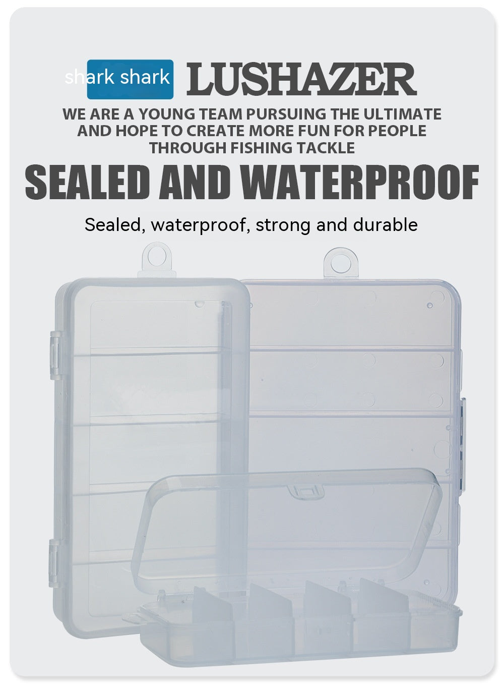 Luya Cinq Grid Transparent PP boîte de matériel de pêche en plastique