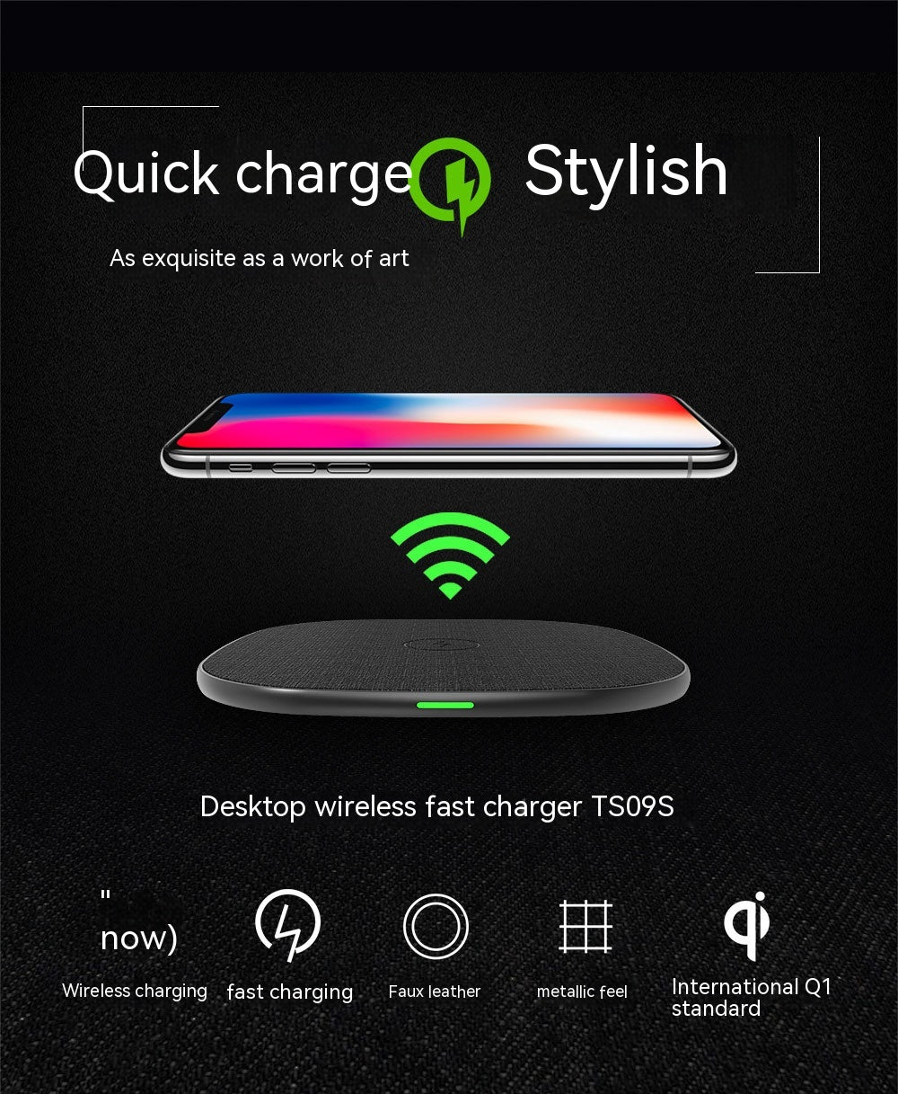 Chargeur sans fil en cuir d'enveloppe métallique
