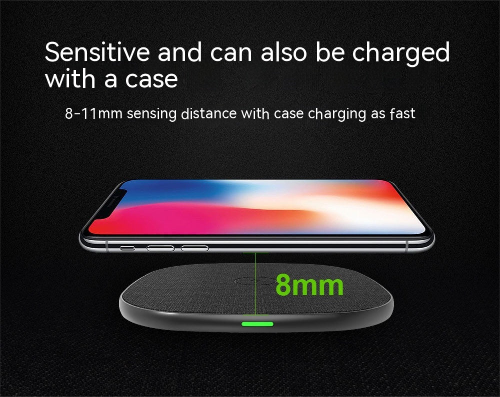 Chargeur sans fil en cuir d'enveloppe métallique