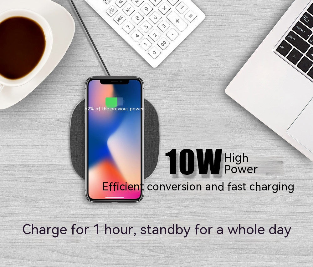 Chargeur sans fil en cuir d'enveloppe métallique