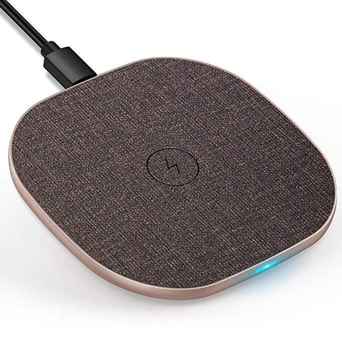 Chargeur sans fil en cuir d'enveloppe métallique