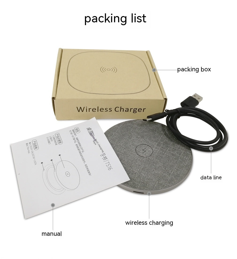 Chargeur sans fil en cuir d'enveloppe métallique