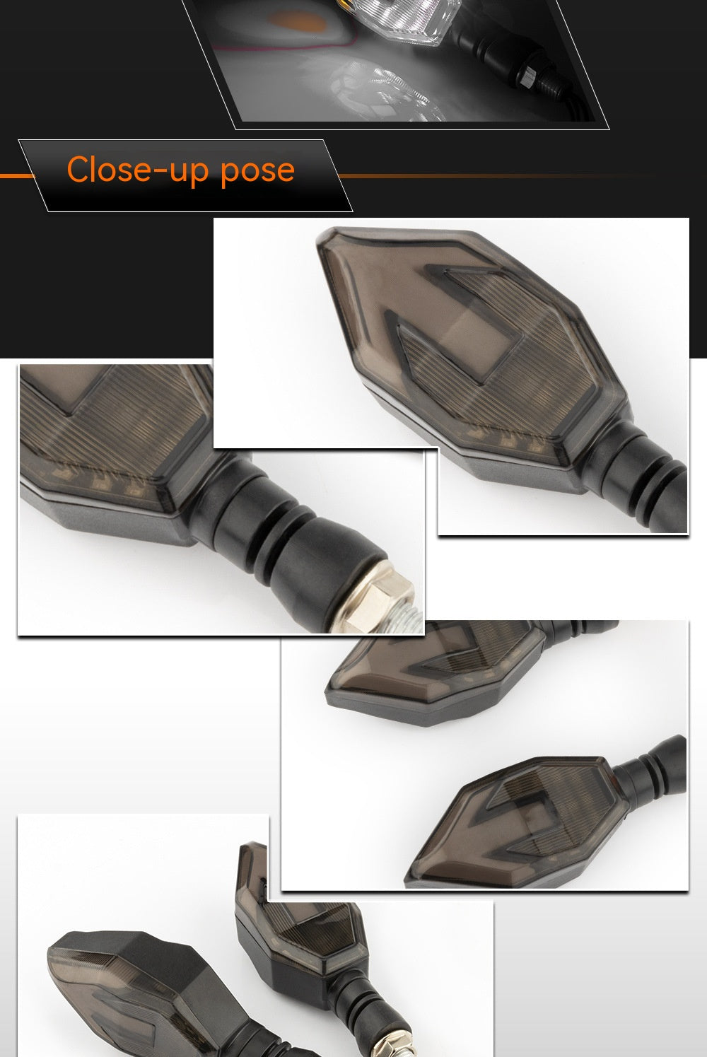 Guide de lumière en forme de flèche de moto Deux couleurs LED Turn Signal Daytime