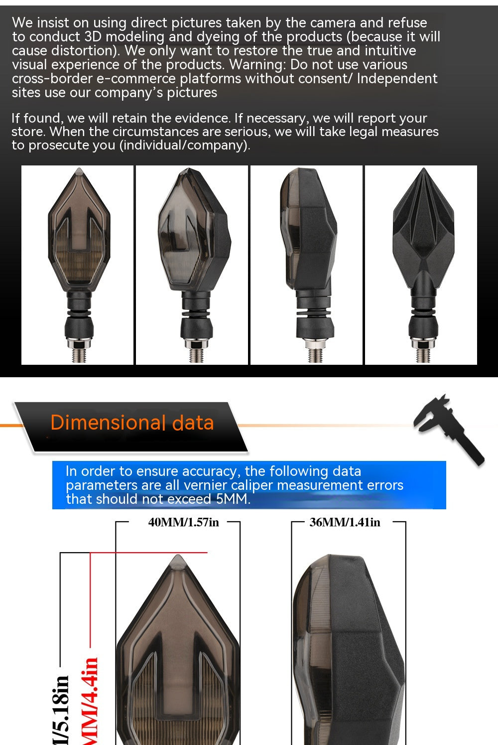 Guide de lumière en forme de flèche de moto Deux couleurs LED Turn Signal Daytime