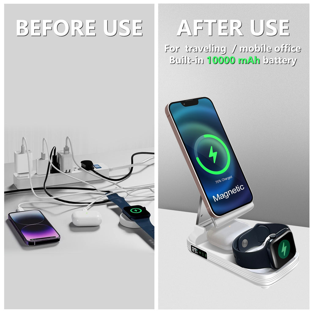 Trois-en-un Magsafe sans fil charge rapide pliant téléphone mobile magnétique Bracket vertical