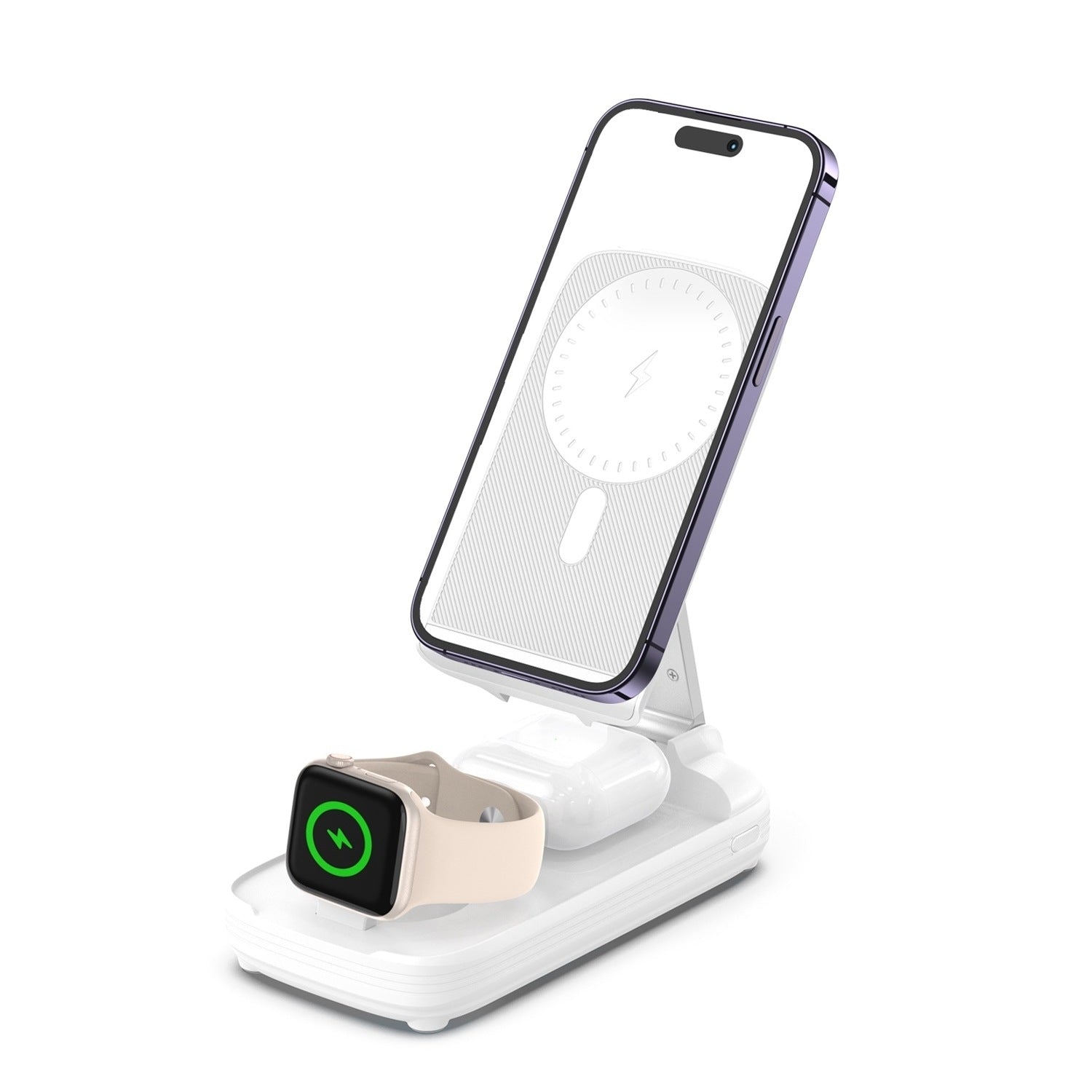 Trois-en-un Magsafe sans fil charge rapide pliant téléphone mobile magnétique Bracket vertical